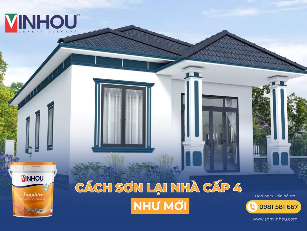Cách sơn lại nhà cấp 4 đẹp như mới với sơn Vinhou